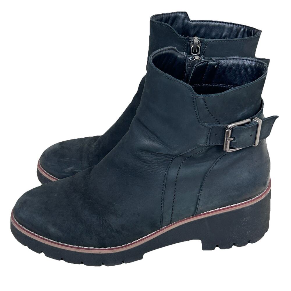 Blondo Women's Darleen lug sole Waterproof Nubuck Black Ankle Bootie Size 9.5 M